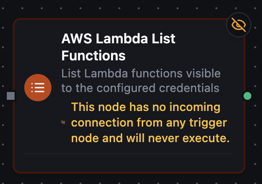 AWS Lambda List Functions node