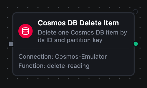 Azure Cosmos DB Delete Item node configuration