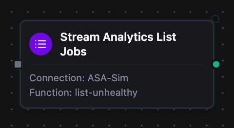 Stream Analytics List Jobs node