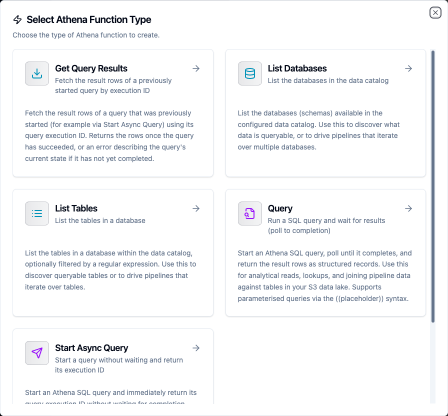 Athena Function Type Selection