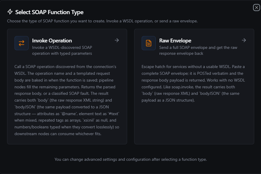 SOAP Function Type Selection