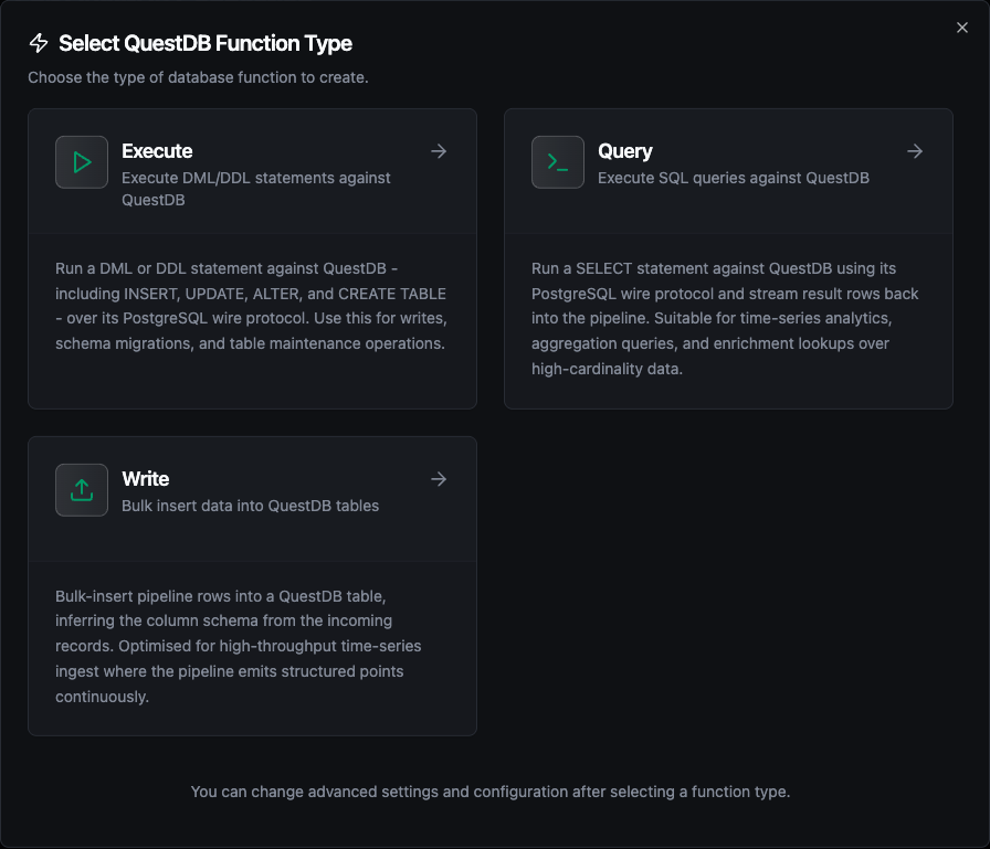 QuestDB Function Creation