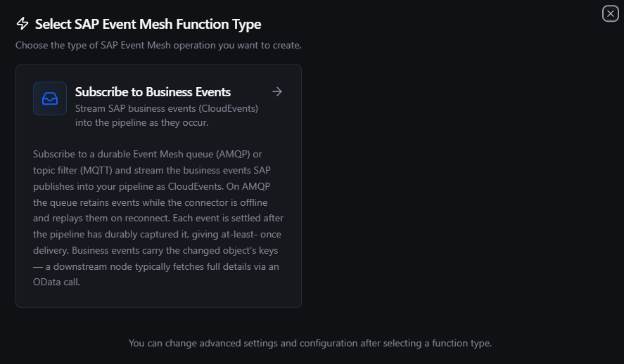 SAP Event Mesh Subscribe Function