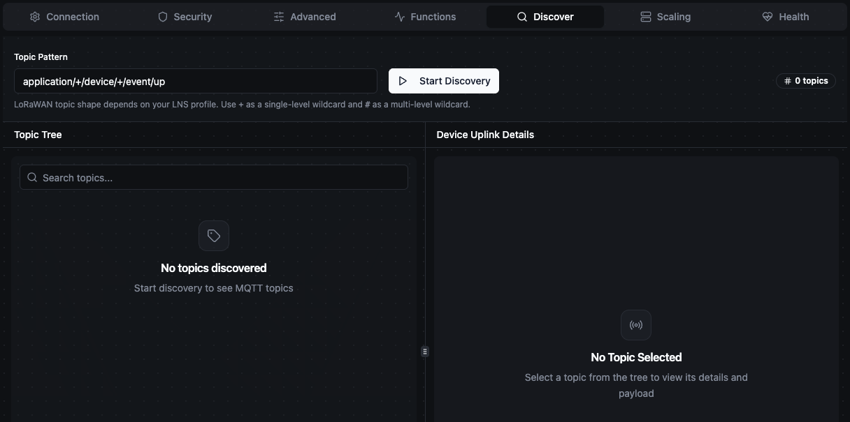 LoRaWAN Discover tab