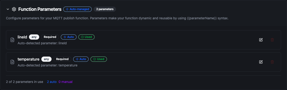 MQTT Function Parameters