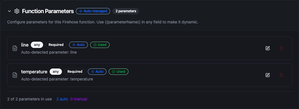 Amazon Data Firehose Function Parameters