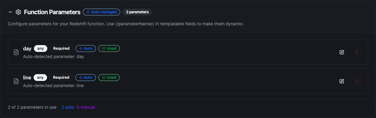 Redshift parameter configuration
