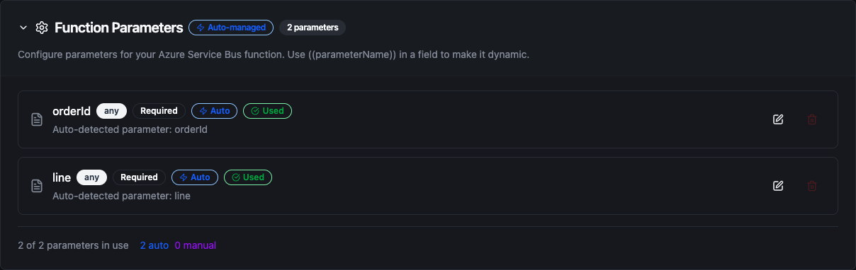 Azure Service Bus Function Parameters