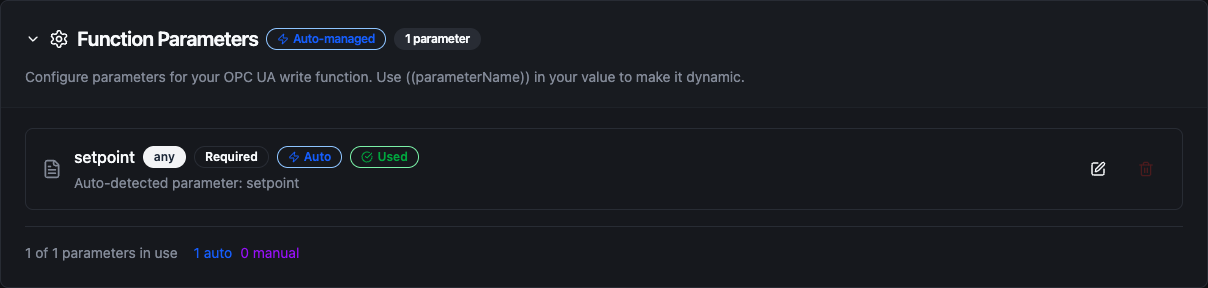 OPC UA Function Parameters