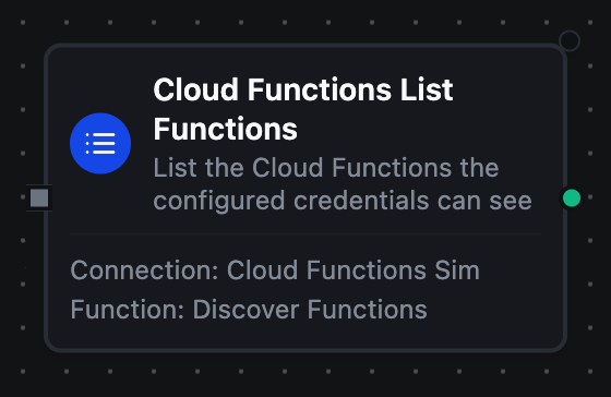 Cloud Functions List Functions node configuration