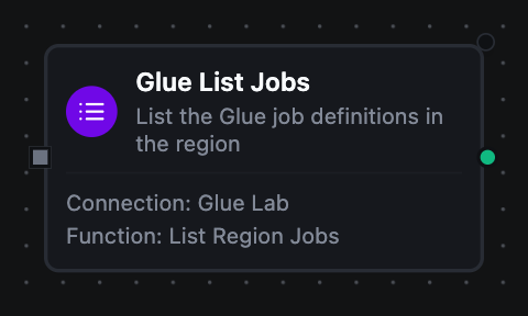 AWS Glue List Jobs node