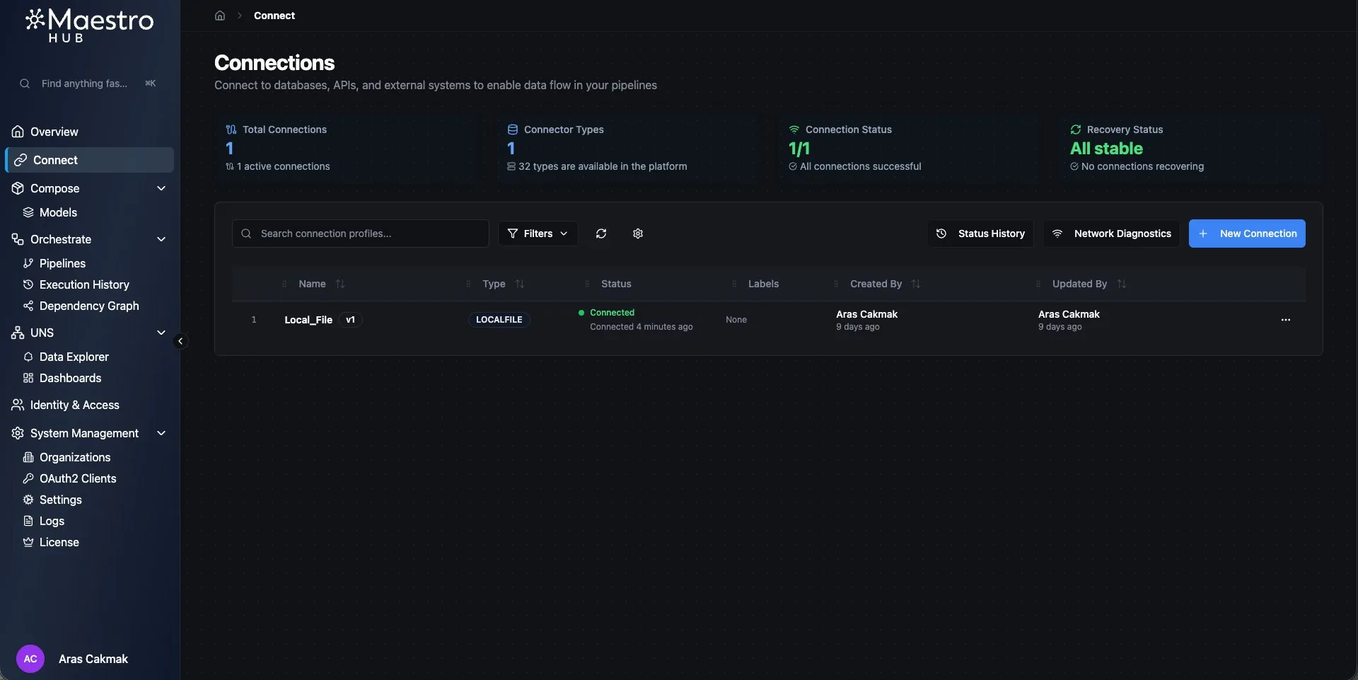 Connection Dashboard