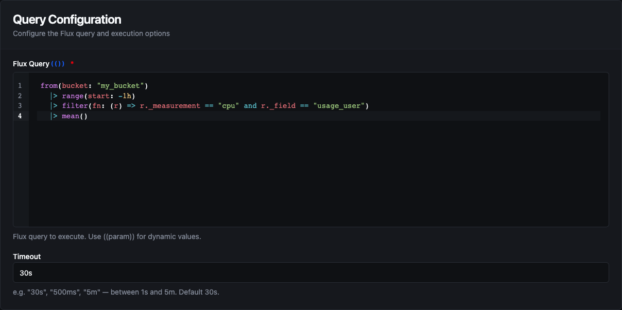 InfluxDB Query Configuration