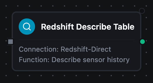 Redshift Describe Table node configuration
