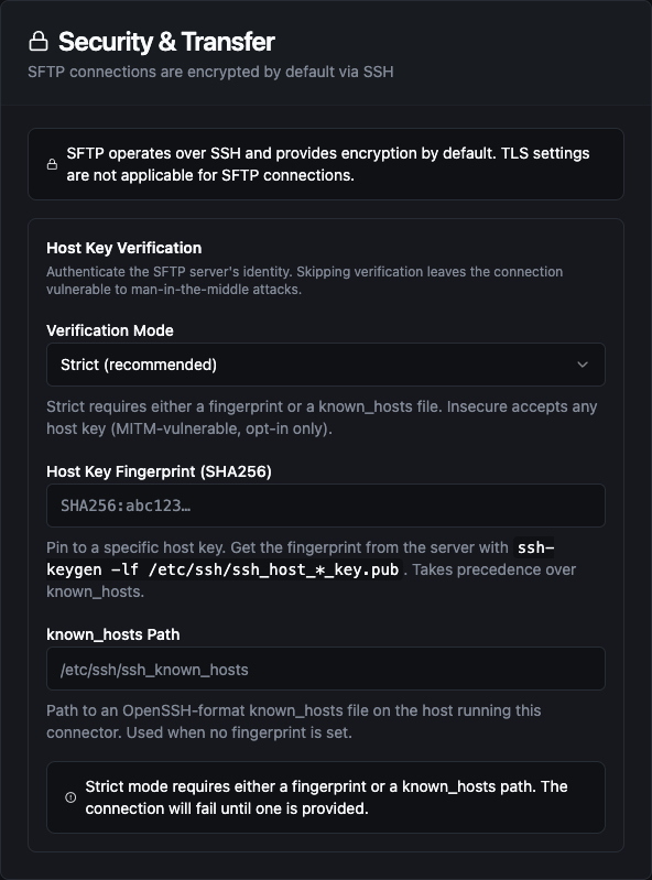 SFTP host key verification