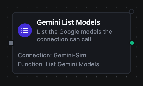 Gemini List Models node configuration