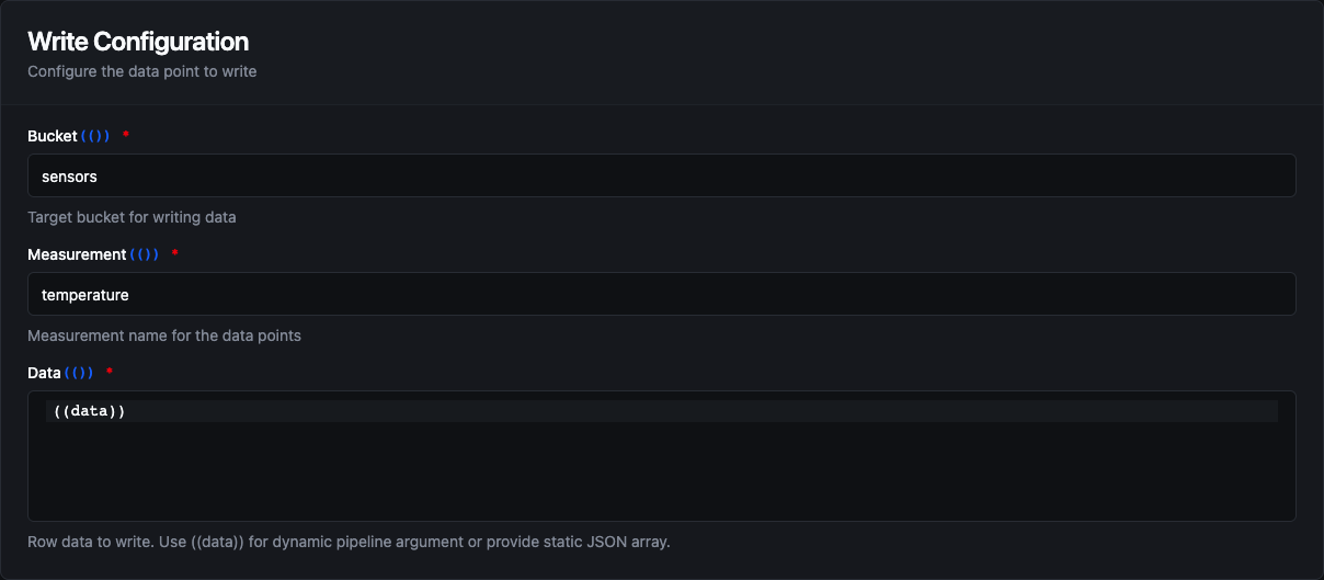 InfluxDB Write Configuration