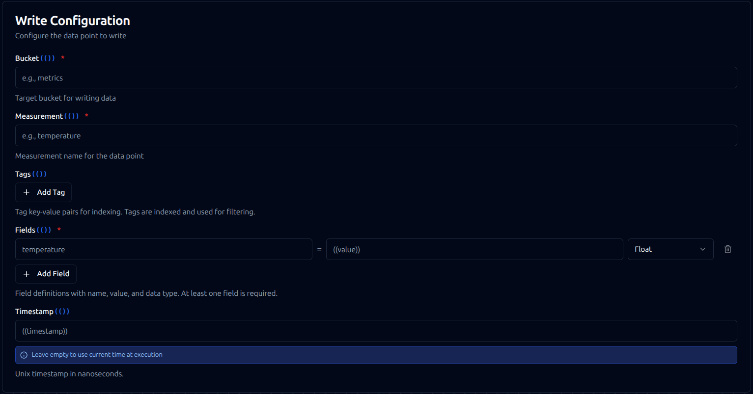InfluxDB Write Configuration