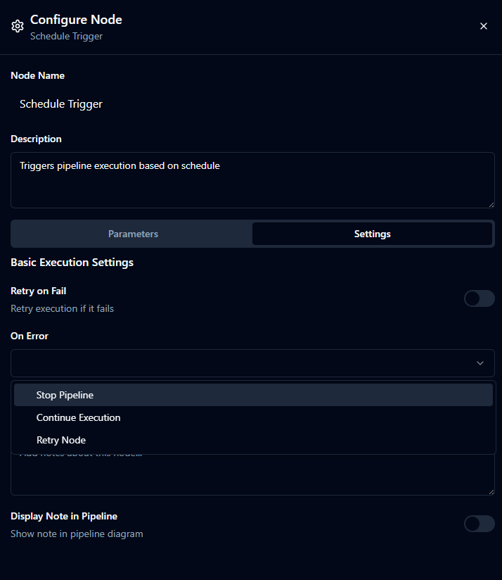 Schedule Trigger Settings