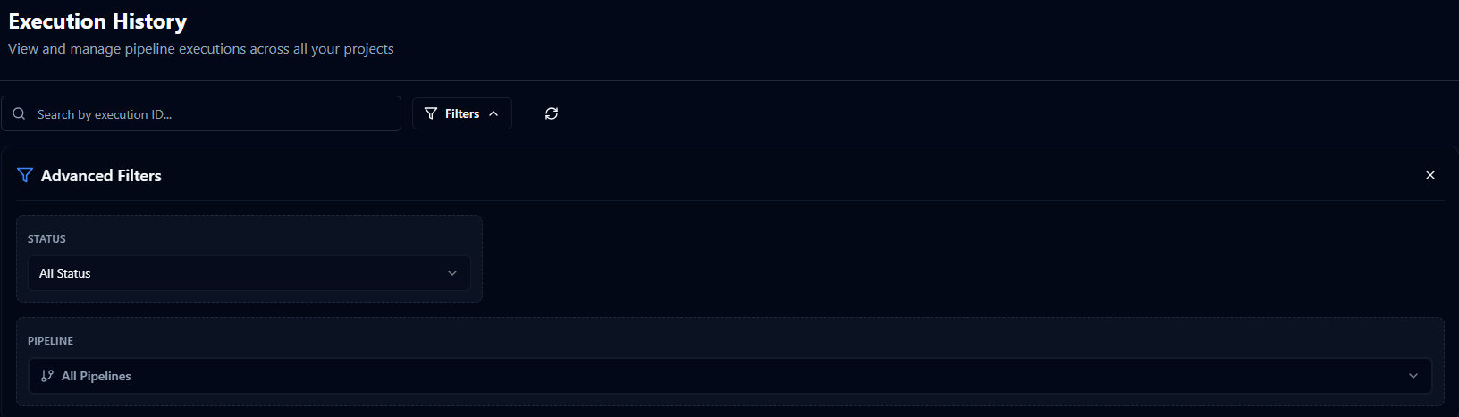 Execution History Filters