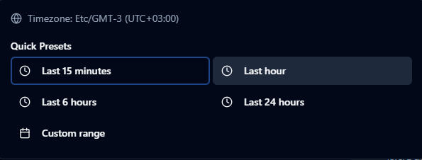 System Logs time range selector