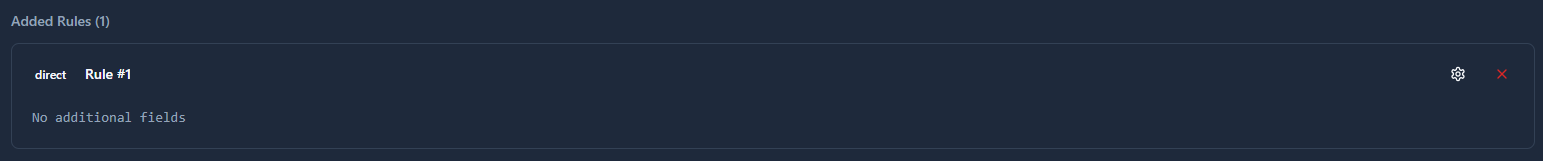Direct mapping rule card showing no additional fields